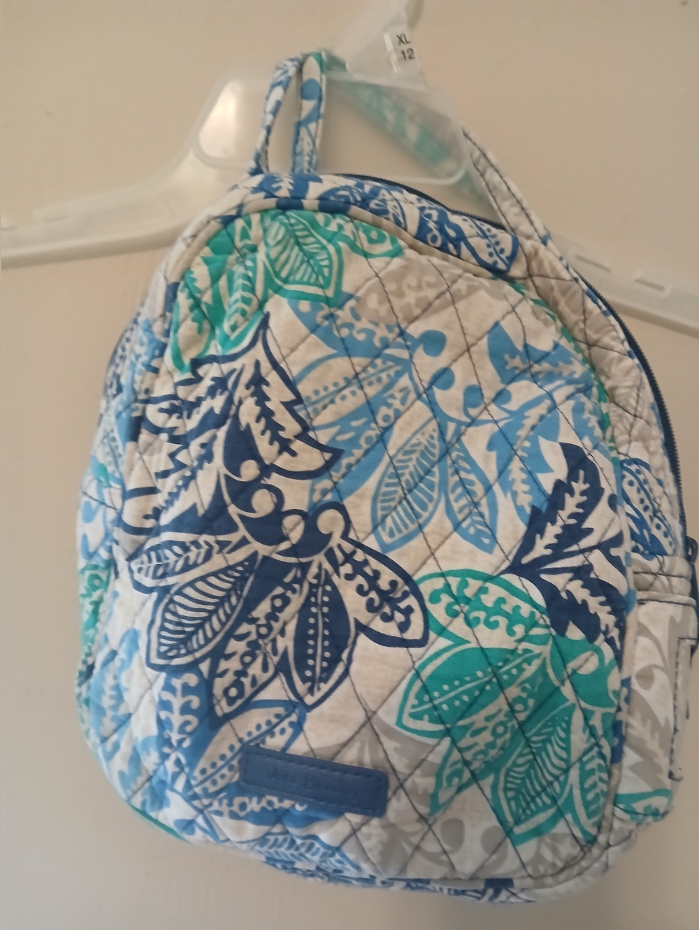 Pre-owned Clean Vera Bradley Quilted Bag with Blue Floral Print on Cream